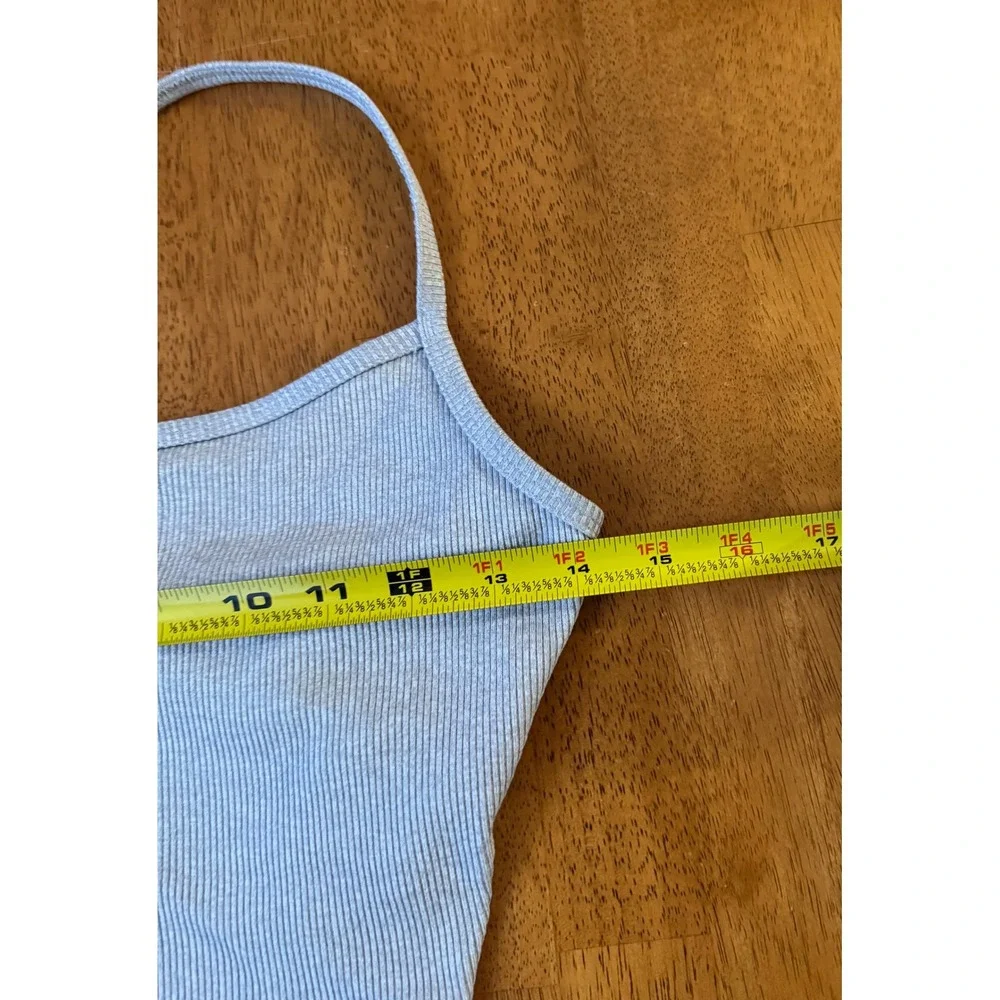 Alo Yoga Women's Ribbed T-Back Crop Tank Top Heather Grey Size Small